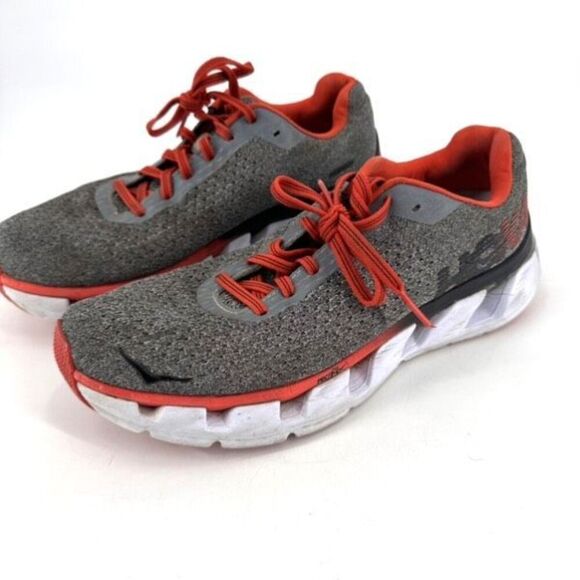 Hoka One One Shoes - Hoka One One Elevon Women's Lightweight Lace Up Running Shoes Gray Orange Size 9